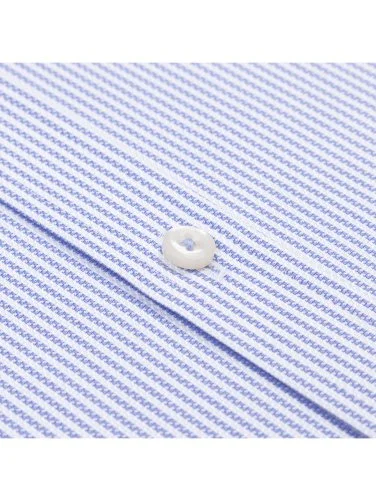 Germirli Testa Sartoriale Mavi Çizgili Exclusive Düğmeli Yaka Tailor Fit Pamuk Gömlek - 2