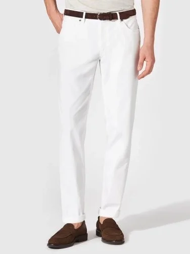 Hiltl 5 Cep Beyaz Pamuk Elastan Regular Fit Pantolon - 1