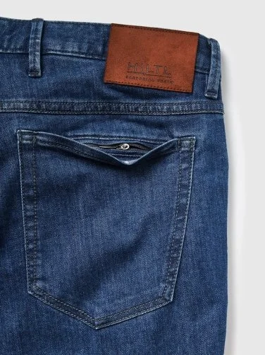 Hiltl 5 Cep İnce İndigo Mavi Pamuk Elastan Denim Regular Fit Pantolon - 5
