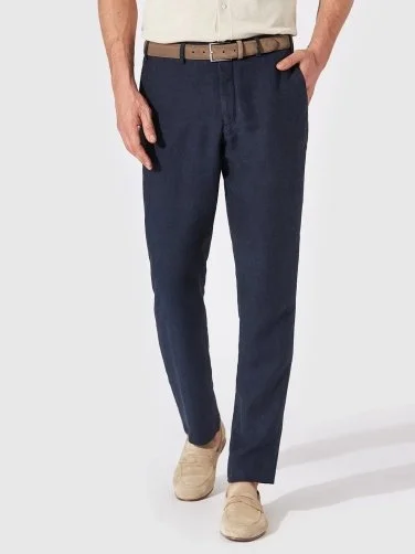 Hiltl Chino Lacivert Saf Keten Regular Fit Pantolon - 1