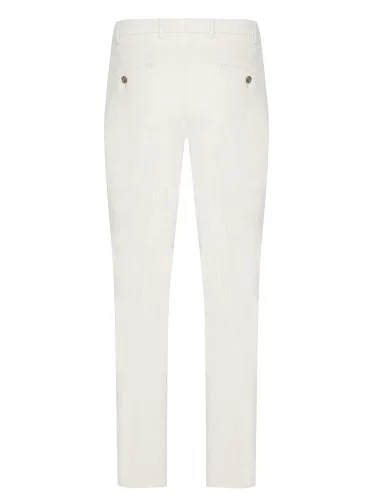 Hiltl Kemik Rengi Supima Pamuk Slim Fit İnce Fitilli Kadife Chino Pantolon - 3