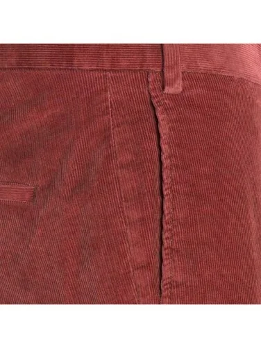 Hiltl Kiremit Rengi Supima Pamuk Slim Fit İnce Fitilli Kadife Chino Pantolon - 2