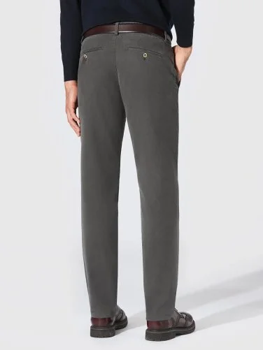 Hiltl Koyu Gri Comfort Stretch Bel Arkası Lastikli Slim Fit Pamuk Chino Pantolon - 3
