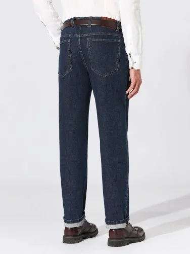 Hiltl Koyu Mavi 5 Cep Candiani Denim Regular Fit Pamuk Pantolon - 3