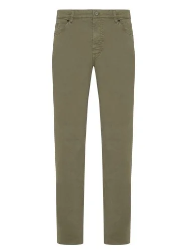 Hiltl Yeşil 5 Cep Gabardin Yıkamalı Regular Fit Pamuk Pantolon - 1