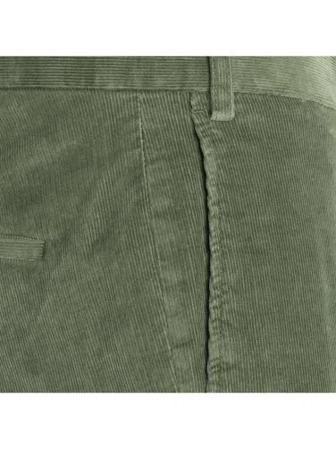 Hiltl Yeşil Supima Pamuk Slim Fit İnce Fitilli Kadife Chino Pantolon - 2