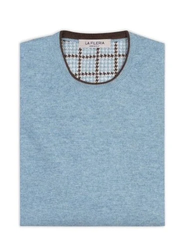 La Fileria Açık Mavi Bisiklet Yaka Peçli Yün Kaşmir Triko - 2