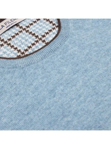 La Fileria Açık Mavi Bisiklet Yaka Peçli Yün Kaşmir Triko - 4
