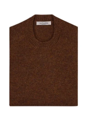 La Fileria Bakır Rengi Bisiklet Yaka Saf Shetland Yün Triko - 2