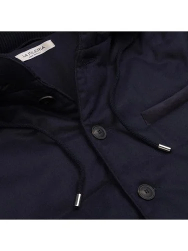 La Fileria Lacivert Dolgu,Kapişonlu Yün Erkek Ceket Triko - 2