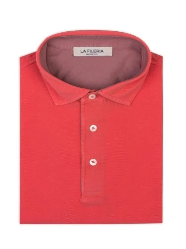 La Fileria Vintage Mercan Rengi Gömlek Yaka Slim Fit Pamuk Tişört - 3