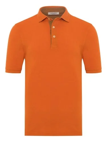 La Fileria Vintage Turuncu Gömlek Yaka Pamuk Slim Fit Tişört - 1