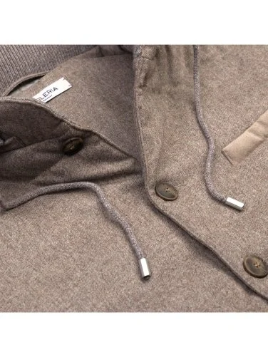 La Fileria Vizon Rengi Dolgulu Kapişonlu Geelong Yün Ceket Triko - 2