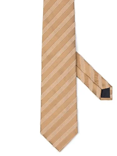 Les Copains Bej Bronz Petek Dokulu Çizgili İtalyan Kravat - 1