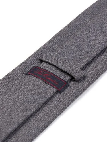 Les Copains Koyu Gri Düz Dokulu İtalyan Kravat - 2