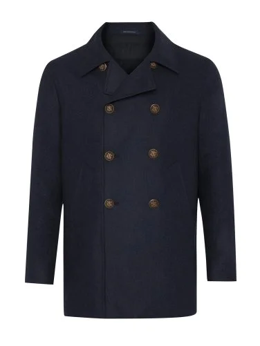 Sartoria Latorre Lacivert Melanj Yün Kruvaze Kaban - 1