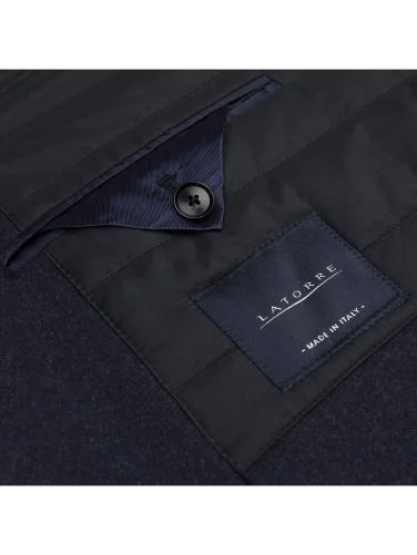 Sartoria Latorre Lacivert Melanj Yün Kruvaze Kaban - 3