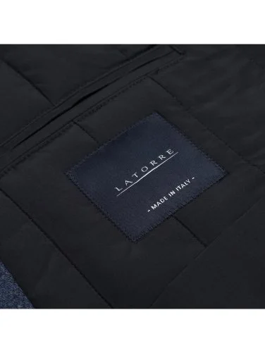 Sartoria Latorre Mavi Melanj Yün Kaşmir İçi Dolgulu Yelek - 3