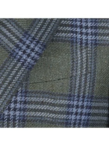 Sartoria Latorre Yeşil Lacivert Mavi Kareli Vitale Barberis Keten İpek Pamuk Astarsız Ceket - 2