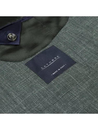 Sartoria Latorre Yeşil Loro Piana Summertime Yün İpek Keten Astarsız Ceket - 3