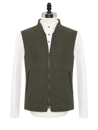 Sartoria Latorre Yeşil Melanj Yün Kaşmir İçi Dolgulu Yelek - 1