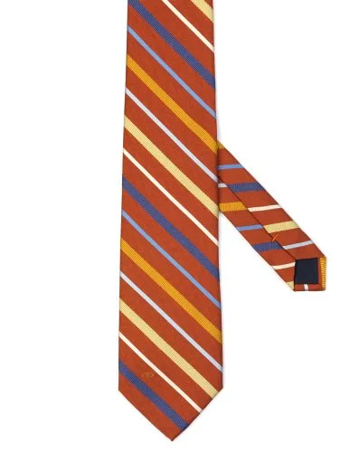 Valentino Kiremit Şerit Çizgili Dokulu İtalyan Kravat - 1
