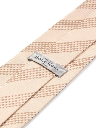 Villa Bolgheri Bej Bronz Sigillo Armür Dokulu Desen İtalyan Kravat - 2