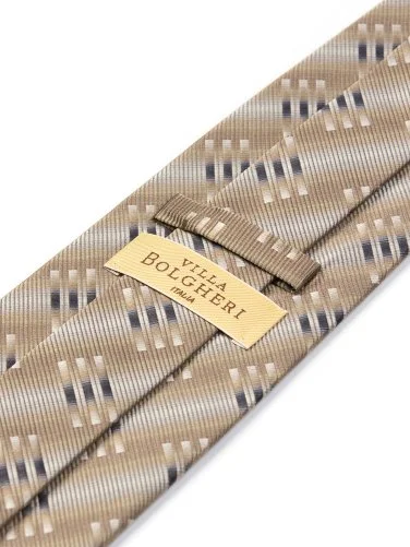 Villa Bolgheri Bronz Gümüş Optik Desen İtalyan Kravat - 2