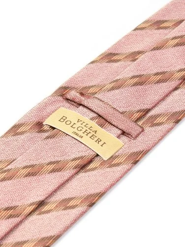 Villa Bolgheri Pembe Çizgili Optik Desenli İtalyan Kravat - 2