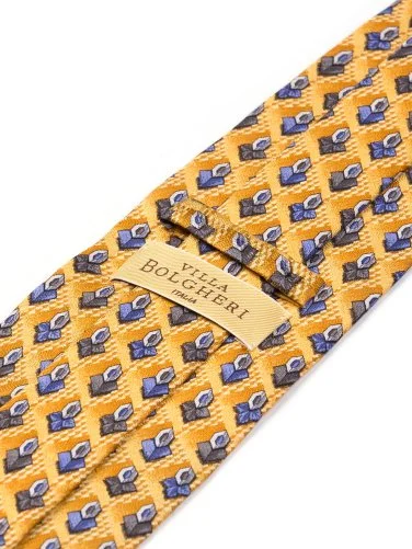 Villa Bolgheri Sarı Bronz Optik Diamond Desenli İtalyan Kravat - 2