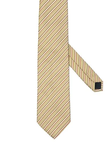 Villa Bolgheri Yeşil Krem İnce Çizgili İtalyan Kravat - 1