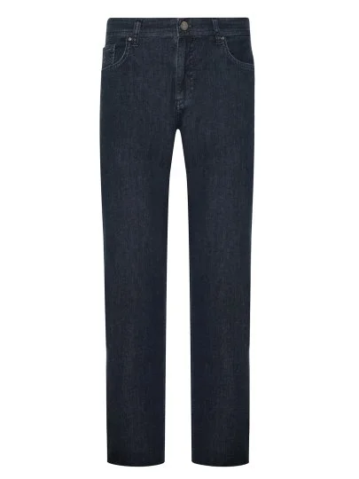 Alphauomo 5 Cep Taşlanmış Lacivert İnce Denim Regular Fit Pantolon - Alphauomo