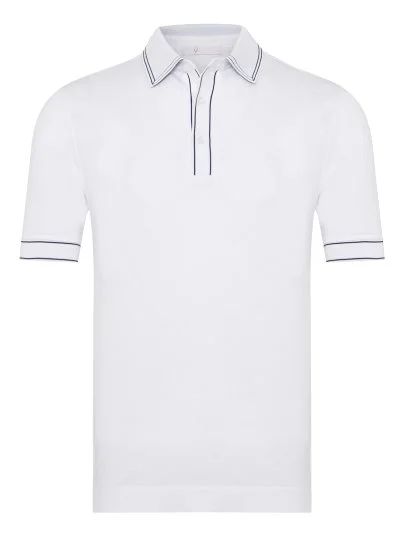 Alphauomo Beyaz Polo Yaka Regular Fit Merserize Pamuk Tişört - Alphauomo