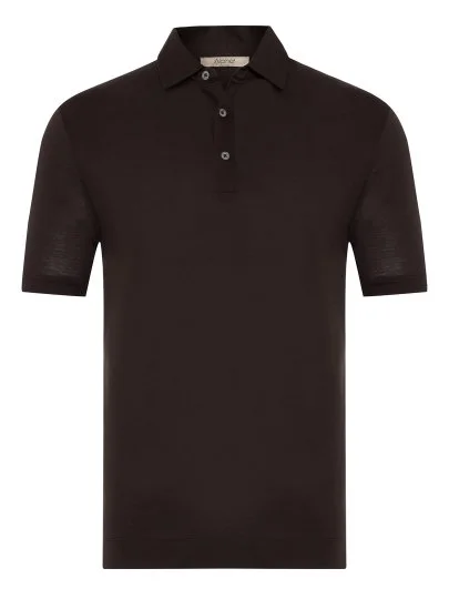 Alphauomo Kahverengi Gömlek Yaka İnce Merserize Regular Fit Tişört - Alphauomo