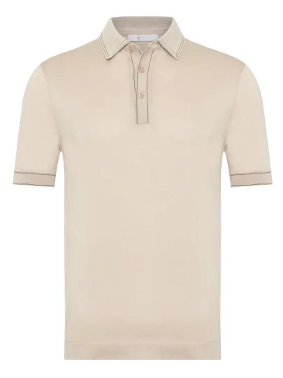 Alphauomo Kum Beji Polo Yaka Regular Fit Merserize Pamuk Tişört - Alphauomo