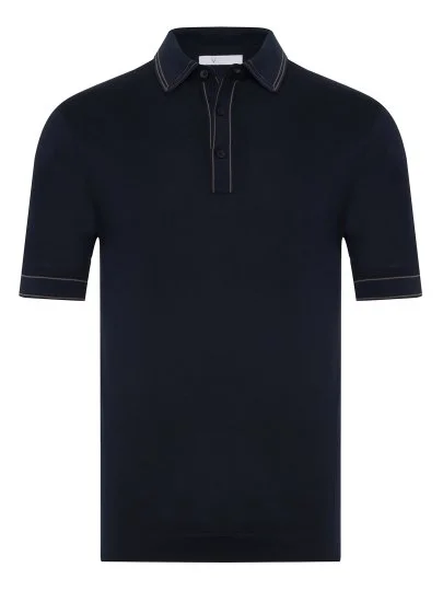 Alphauomo Lacivert Polo Yaka Regular Fit Merserize Pamuk Tişört - Alphauomo