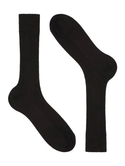 Bresciani Kahverengi Kısa Fitilli Yün Çorap - Bresciani 