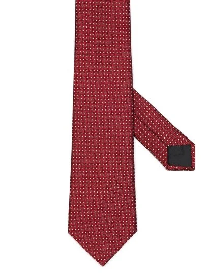 Cerruti Bordo,Beyaz Noktalı Jakarlı İpek Kravat - Cerruti 