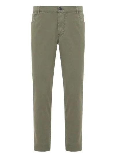 40WEFT 5 Pocket Green Thin Twill Vintage Cotton Elastane Regular Fit Trousers - 40WEFT