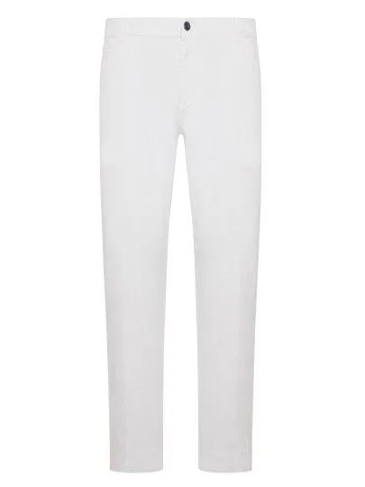 40WEFT 5 Pocket White Thin Twill Vintage Cotton Elastane Regular Fit Trousers - 40WEFT