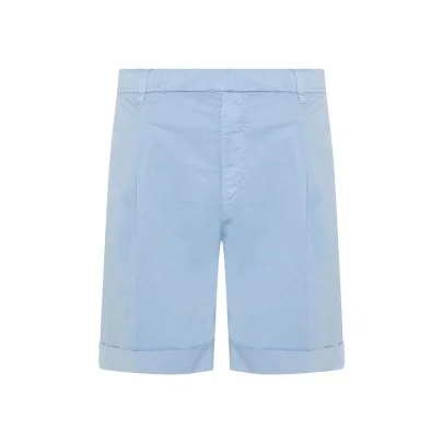40WEFT Blue Pima Cotton Elastic Waist Bermuda - 40WEFT