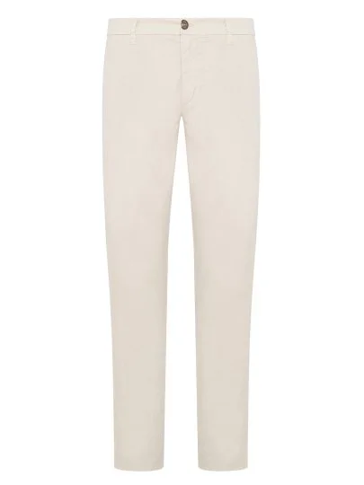 40WEFT Chino Ecru Thin Pima Cotton Elastane Regular Fit Trousers - 40WEFT