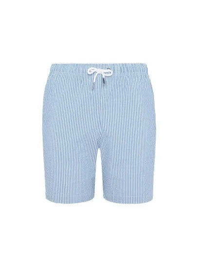 Atelier F&B Blue White Striped Seersucker Swimsuit - Atelier F&B