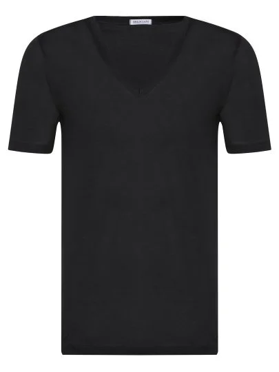 Bresciani Black V Neck Mercerized Cotton Undershirt T-Shirt Undershirt - Bresciani 