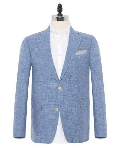 Carl Gross Blue Guabello Wool Linen Sharp Fit Men's Jacket - Carl Gross