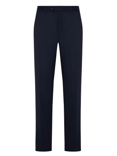 Carl Gross Vitale Barberis Navy Blue Gabardine Pure Wool Trousers - Carl Gross