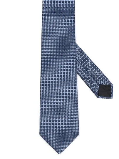 Cerruti Blue, Navy Blue Patterned Jacquard Silk Tie - Cerruti 