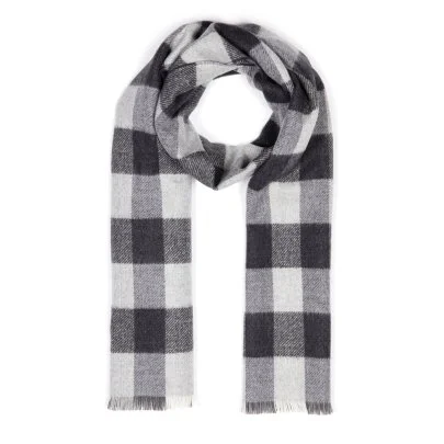 Cerruti Smoke Gray Checked Wool Scarf - Cerruti 