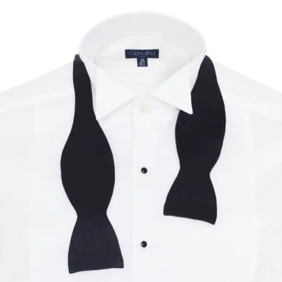 Cerruti Navy Blue Tied Silk Bow Tie - Cerruti 