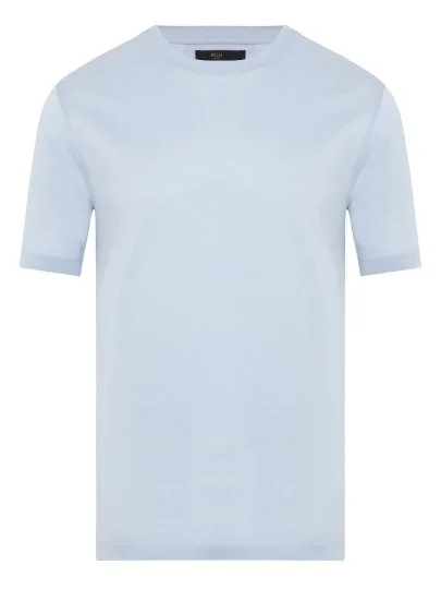 Gallus Blue Knitted Crew Neck Regular Fit Mercerized T-Shirt - Gallus